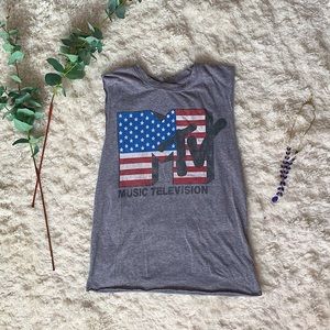 MTV American Flag Cut Tank Top